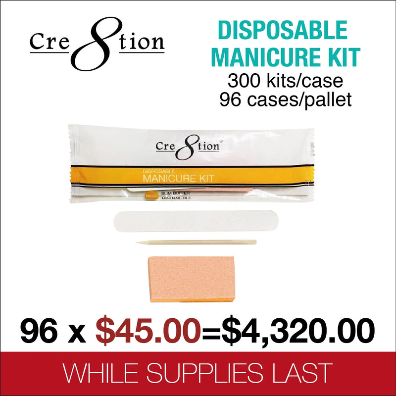 Cre8tion - Disposable Manicure Kit - 300 kits/case, 96 cases/pallet