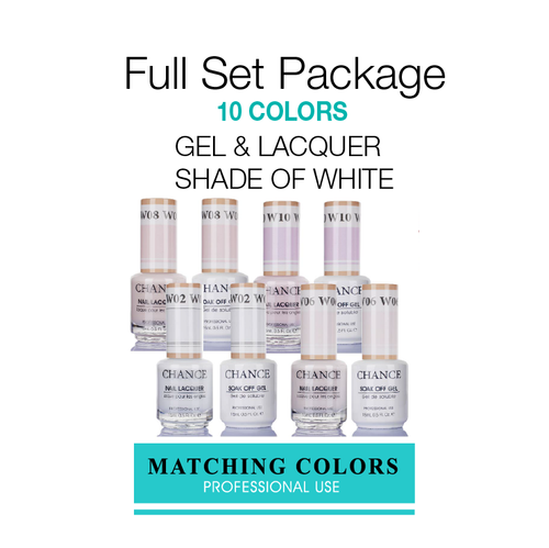 Chance Gel/Lacquer Duo Full Set - 10 Colors Shade of White Collection - $$5.50/each