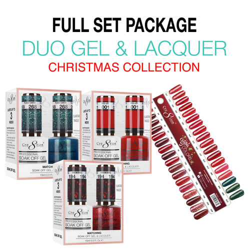 Cre8tion Matching Color Gel & Nail Lacquer Full Set - Christmas Collection 