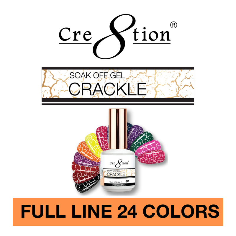 Cre8tion - Soak Off Gel Crackle 0.5oz - Full Set 24 colors