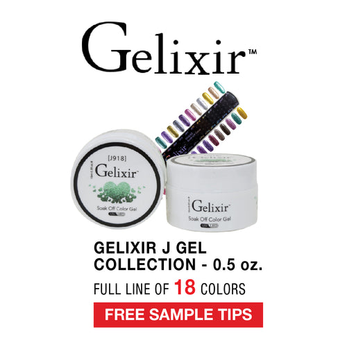 Gelixir Soak Off Color Gel, J Collection, Full Set of 18 Colors