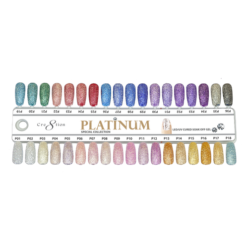 Cre8tion Platinum Gel 0.5oz - Full Set 36 colors w/ 6 Top Diamond 0.5oz & 1 Color Chart