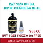 C&C - Soak Off Gel - Top No Cleanse 8oz Refill - Buy 1 get 5 size 0.5oz free