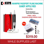 Kupa - Mani-Pro Passport Filing Machine - Candy Apple Red 220V/110V - Free 300pcs Sanding Bands #17644