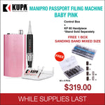 Kupa - Mani-Pro Passport Filing Machine - My Princess - Baby Pink 220V/110V (Limited Edition) - Free 300pcs Sanding Bands #17644