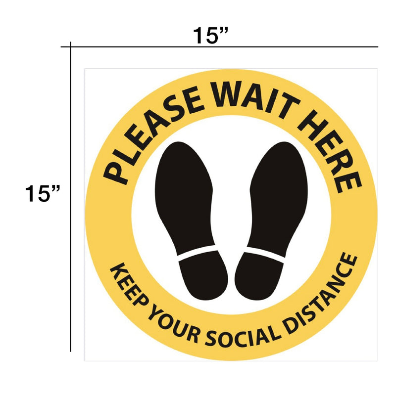 Cre8tion Social Distance Floor Decal 15"x15" Yellow Round - Buy 1 Get 1 Free