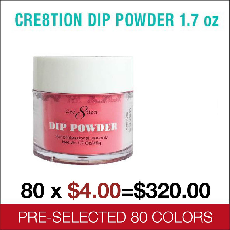 Cre8tion Dipping Powder 1.7 oz Pre-Selected 80 colors- $4.00/each