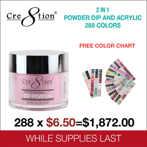 Cre8tion Matching Dip 2 in 1 Powder Dip & Acrylic 2oz 288 Colors
