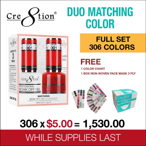 Cre8tion Matching Color Gel & Nail Lacquer Full Set