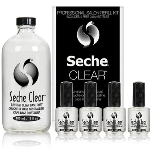 Seche Clear PRO Base Coat 16oz Refill Kit - 16oz + 4 bottles 0.5oz)