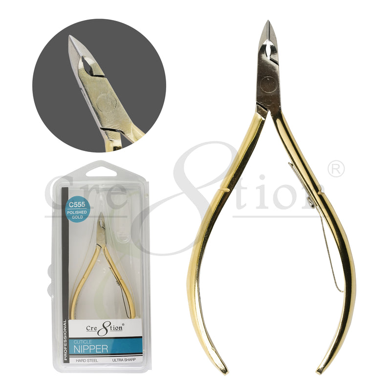Cre8tion Hard Steel Cuticle Nippers Polished Gold C555
