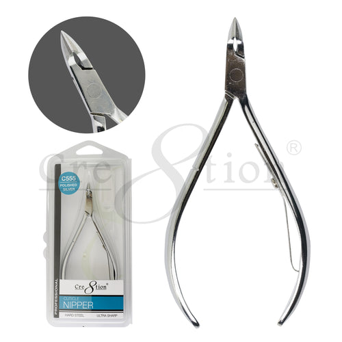 Cre8tion Hard Steel Cuticle Nippers Polished Silver C555