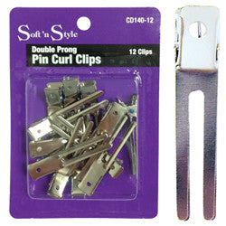Soft 'n Style - Double Prong Pin Curl Clips Package (12pcs)