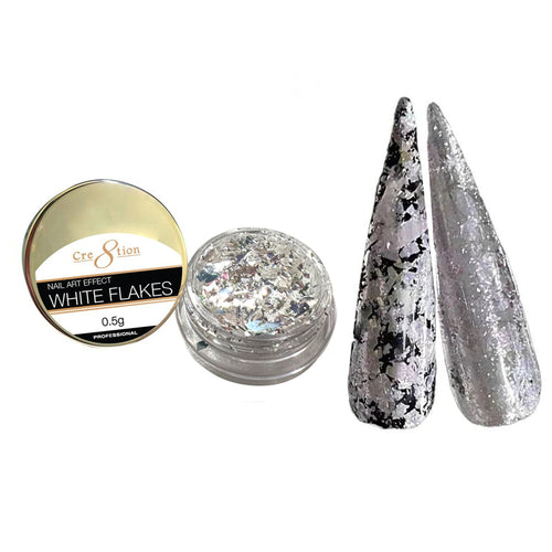 Cre8tion Nail Art - White  Flakes 0.5g  Nail tip